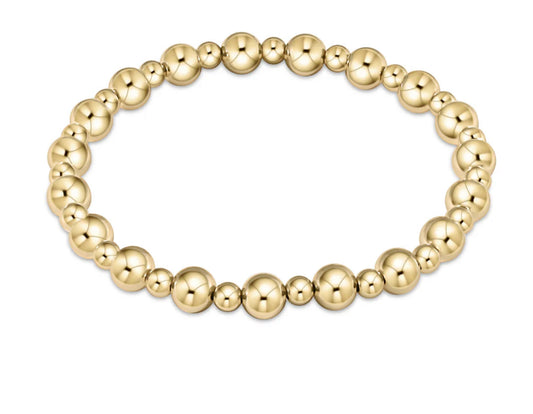Classic Grateful Pattern 6mm Bead Bracelet- Gold