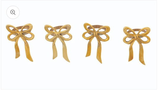 Gold Bow Napkin Ring Set of 4