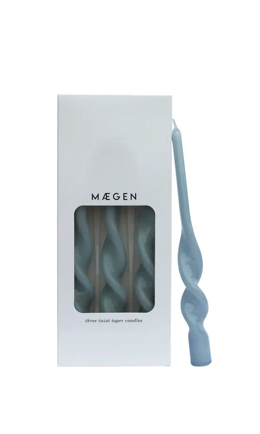 MÆGEN Twist Taper Candles - 3 Pack - Cornflower Blue