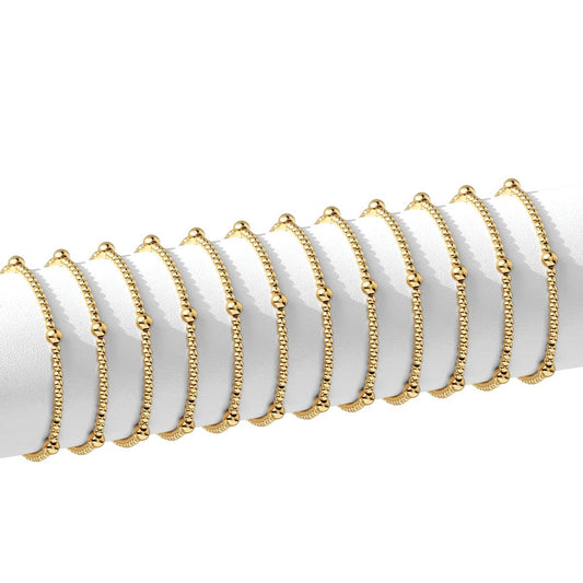 3mm Bead with 5mm accent Gold Bead Stretch Bracelets