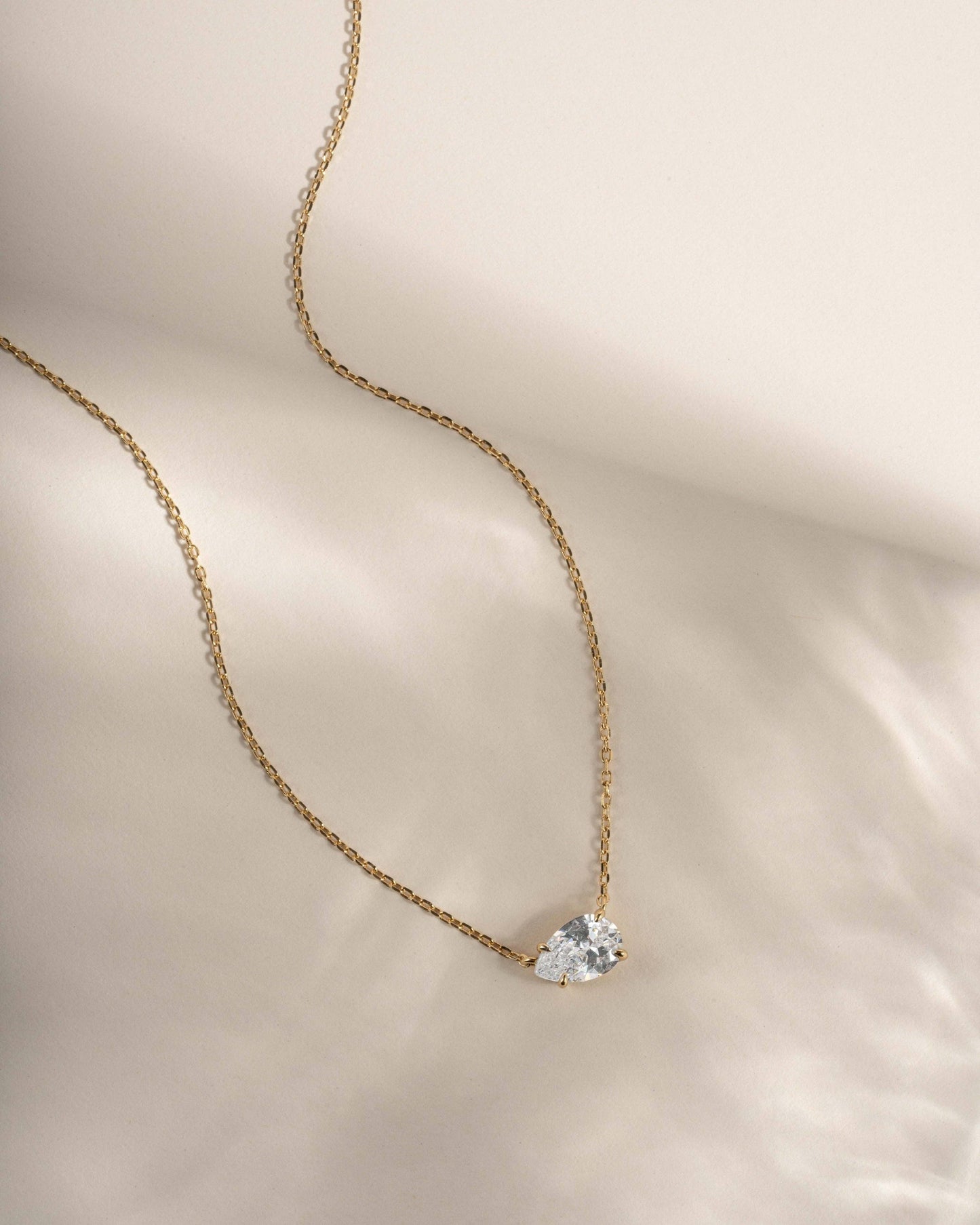 Sideways Pear Necklace: Gold
