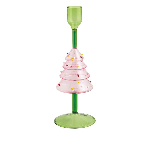 Christmas Glass Taper Holder