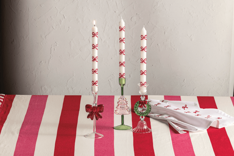 Christmas Glass Taper Holder