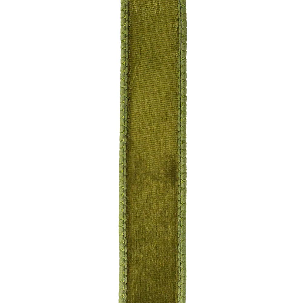 Designer Plush Velvet Elite Wired, Olive, 1 In, 10 Yards