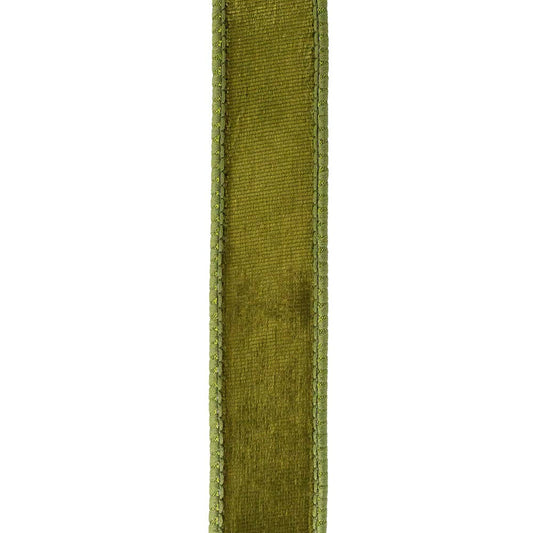 Designer Plush Velvet Elite Wired, Olive, 1 In, 10 Yards