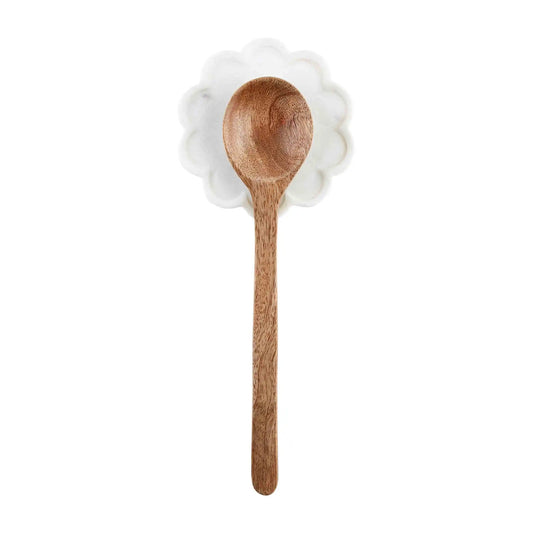 Scalloped Marble Spoon Rest and Spoon