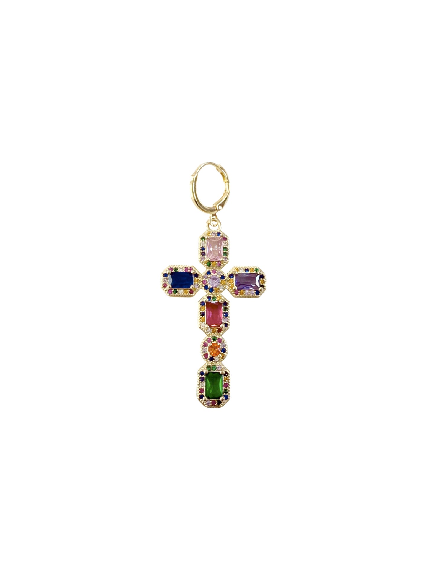 Gold CZ Cross Scarf Charm - Stella Cross Multi