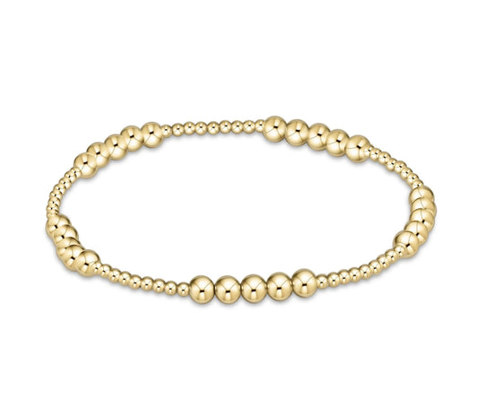 Classic Blissful Pattern 2mm Bead Bracelet- 4mm Gold
