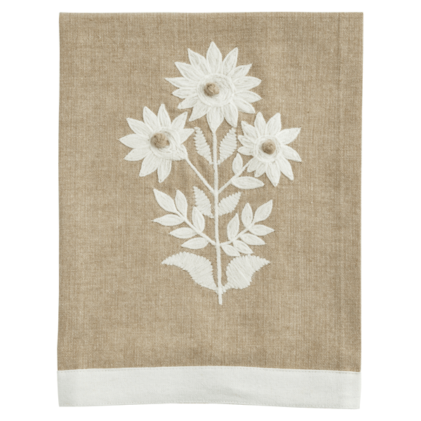 Chambray Embroidered Tea Towel
