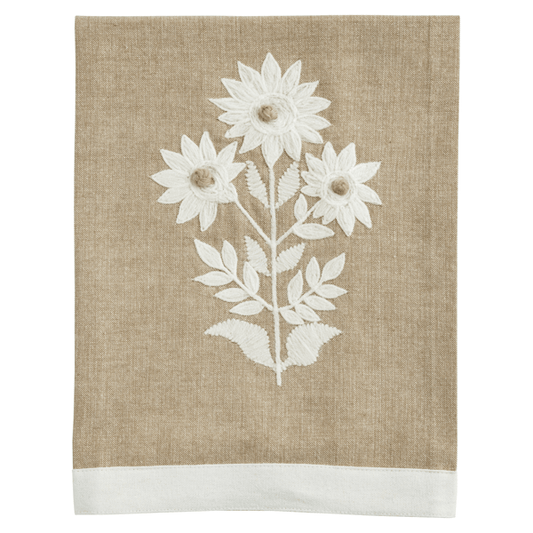 Chambray Embroidered Tea Towel