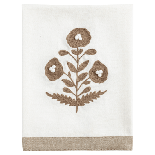 Cream Embroidered Tea Towel