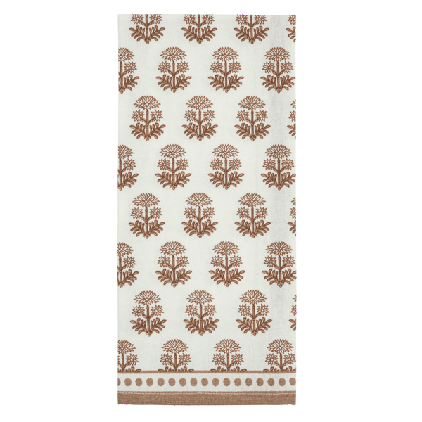 Dot Edge Floral Taupe Printed Towel