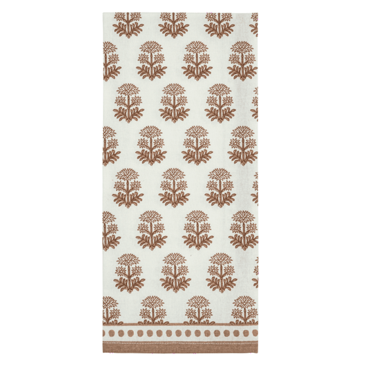 Dot Edge Floral Taupe Printed Towel