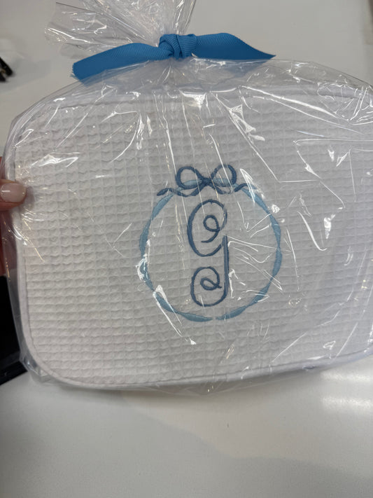 Initial Waffle Cosmetic Bag