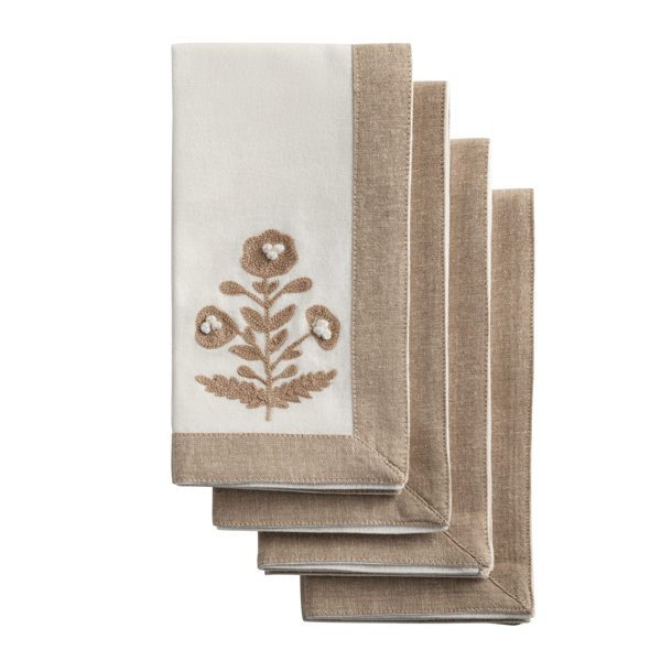 Floral Embroidered Cloth Napkin Set