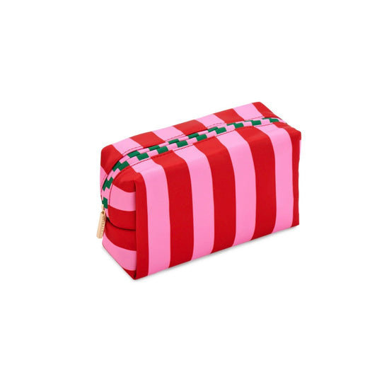 Stripe Small Boxy Zip Pouch- Pink