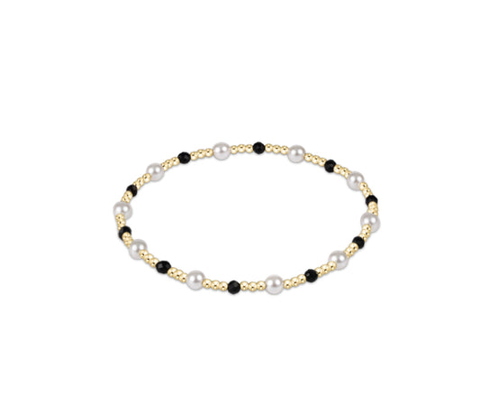 Pearl Sincerity Pattern 4mm Bead Bracelet- Faceted Onyx