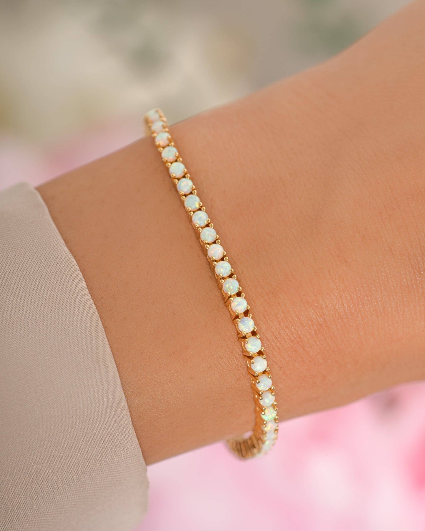 Opal Tennis Bracelet: 6.25" / Gold