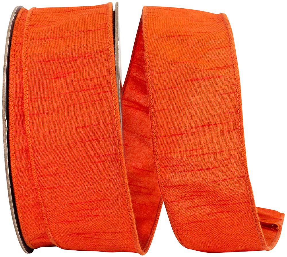 Dupioni Supreme Wired Edge, Orange, 2-1/2 In, 50 Yards