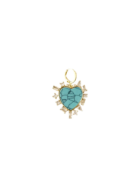 Turquoise CZ Heart Scarf Charm - CZ Heart Turquoise
