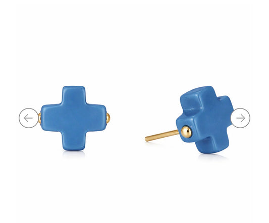 Signature Cross Stud- Cobalt