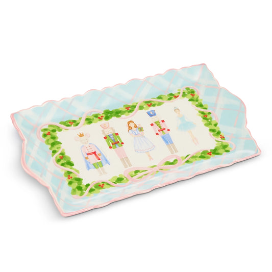13" Pastel Plaid Nutcracker Ballet Ruffle Tray