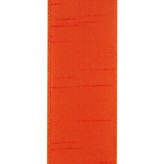 Dupioni Supreme Wired Edge, Orange, 2-1/2 In, 50 Yards