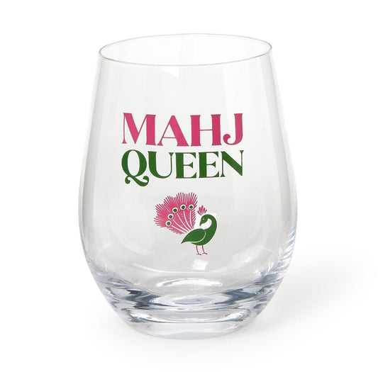 Mahj Queen Stemless Wine Glass