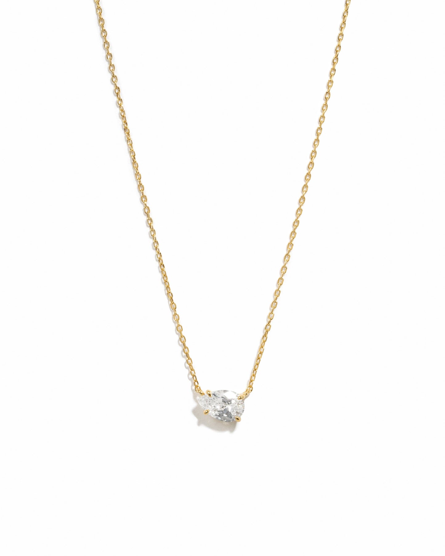 Sideways Pear Necklace: Gold