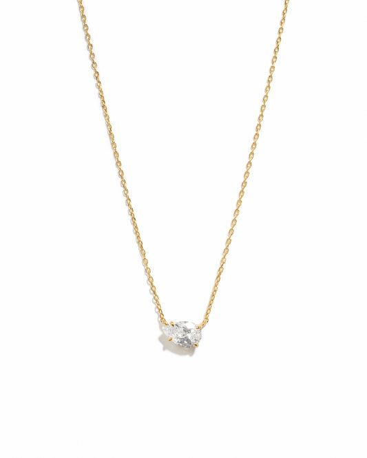 Sideways Pear Necklace: Gold