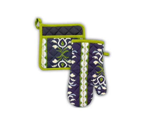 Rosemary Stripe Indigo Mitt & Pot Holder