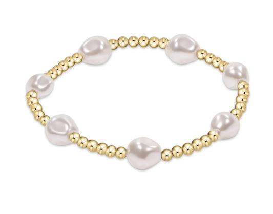 EXTENDS - ADMIRE GOLD 3MM BEAD BRACELET - PEARL