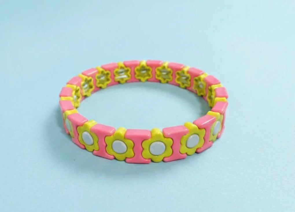 Floral Enamel Stretch Bracelet- Florence