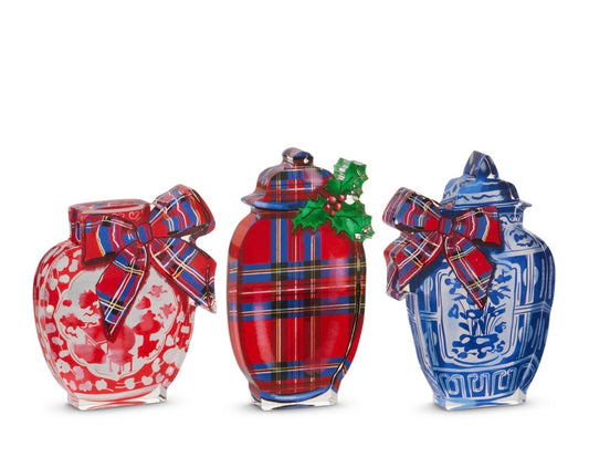 Plaid Chinoiserie Acrylic Sitter