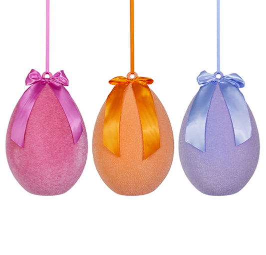 Sherbet Flocked Hanging Eggs 16”