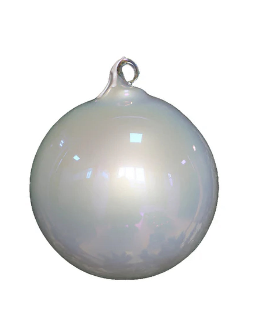 Pearlescent Glass Ornament- Pearl 6”
