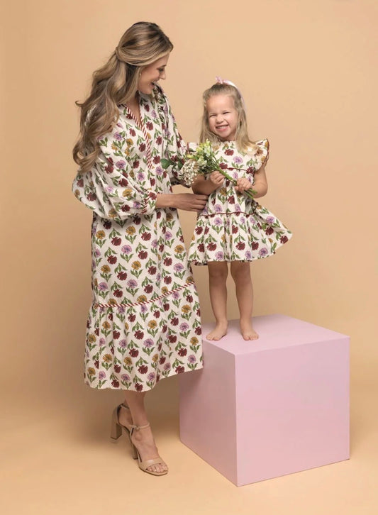 Multi Floral Ruffle Dress