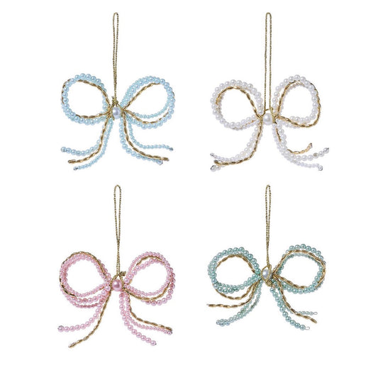 Pearls and Bow Beaded Ornament