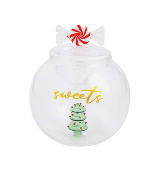 Christmas Glass Cookie Jar
