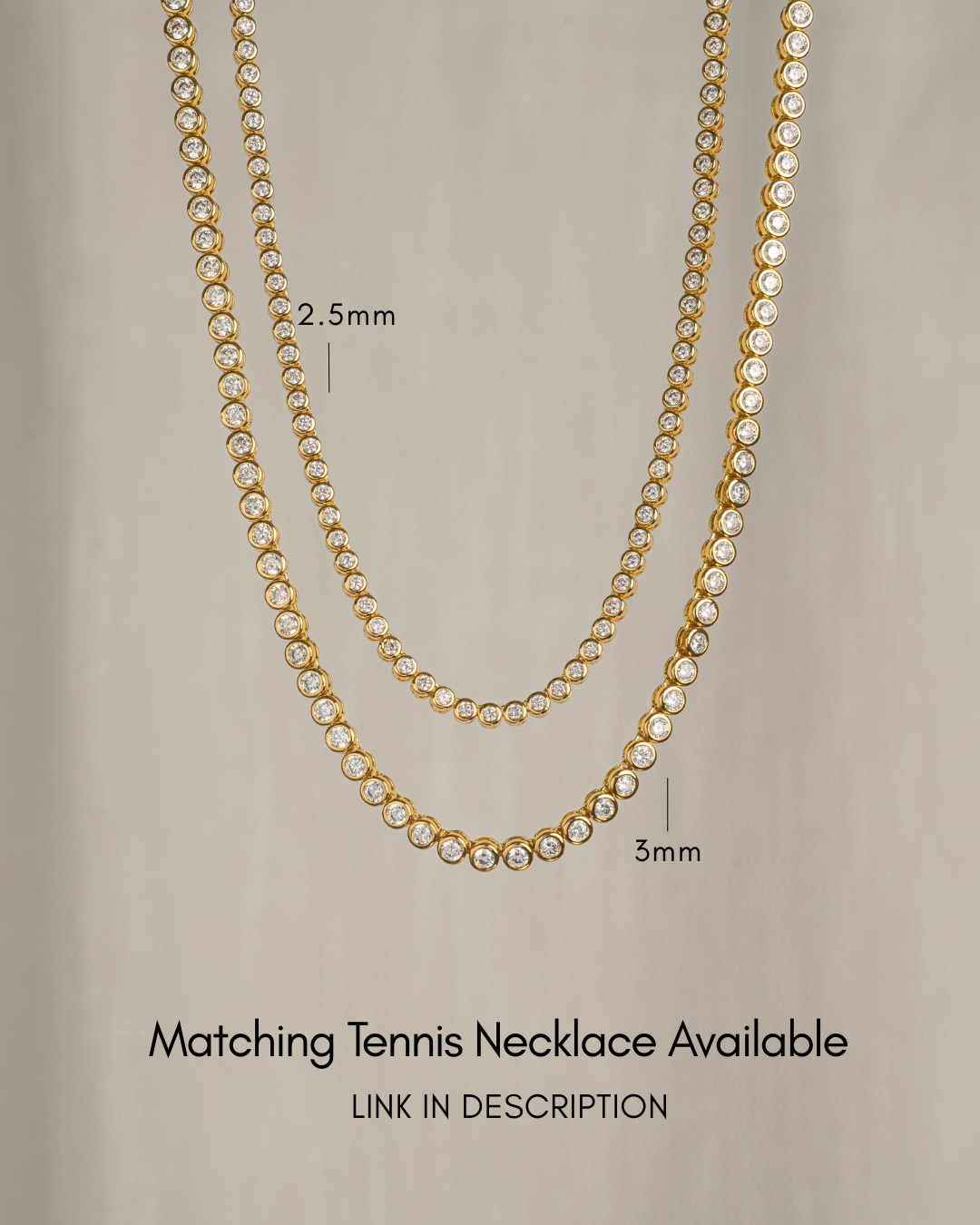 3mm Round Bezel Tennis Bracelet: Gold / 6.25"