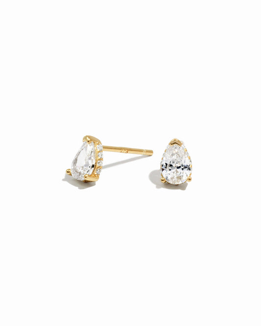 Pear Studs: Gold