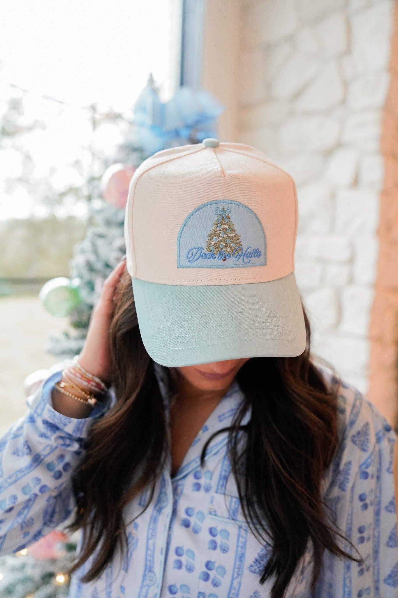 Deck the Halls - Baby Blue Vintage Trucker Hat