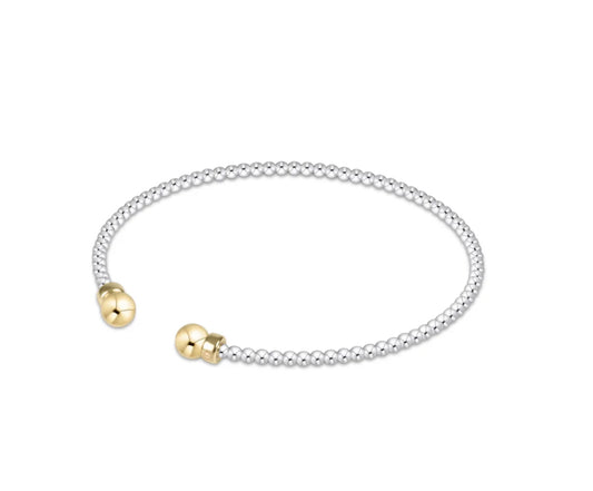 Classic 2mm Bead Cuff- Mixed Metal