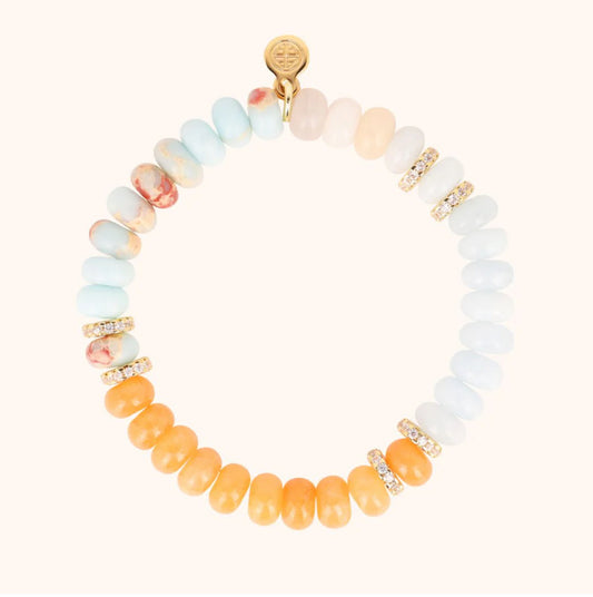 Capri Beaded Bracelet- Peach/Aqua
