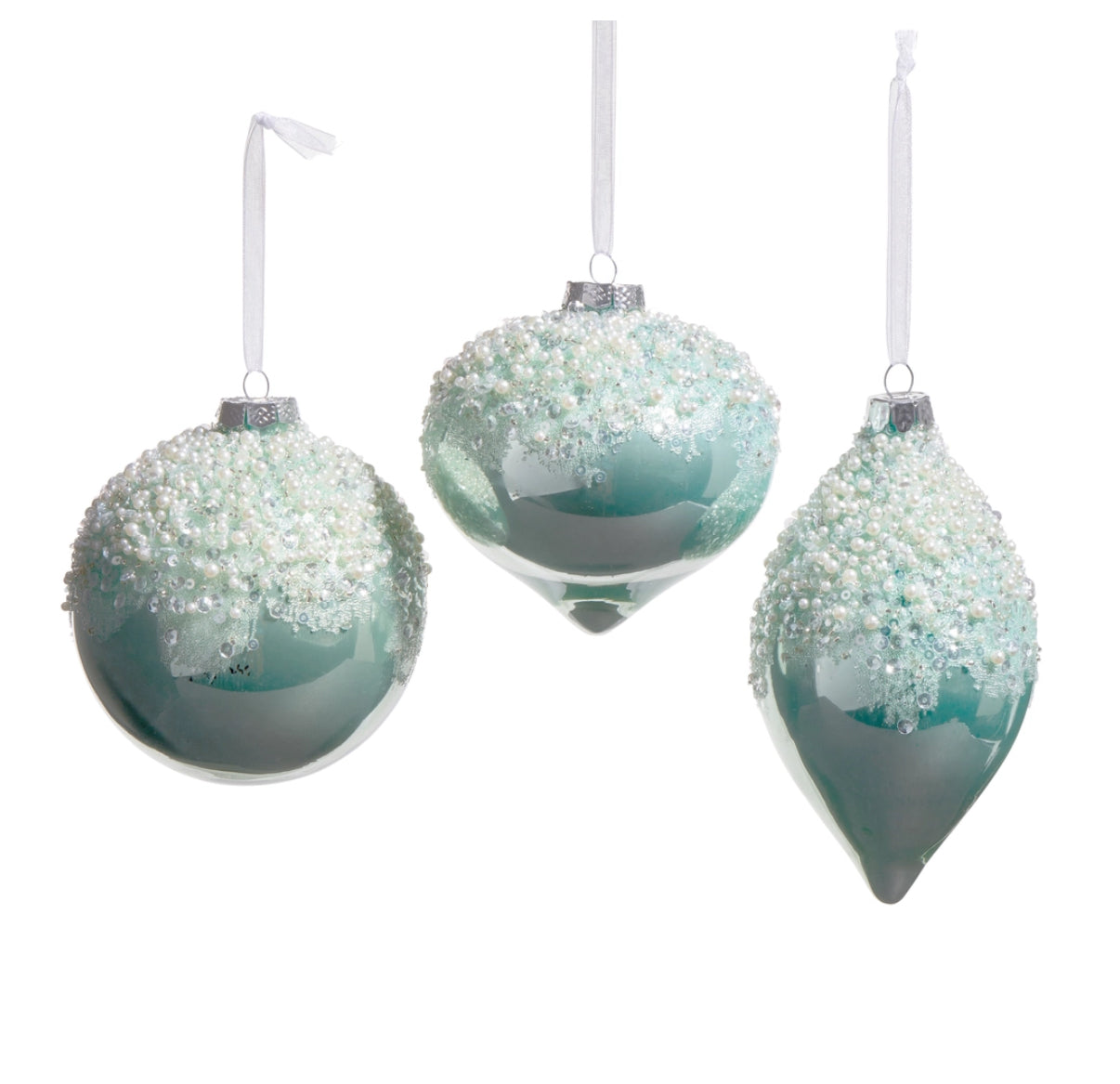 4" Pearl Frosted Blue Ornament