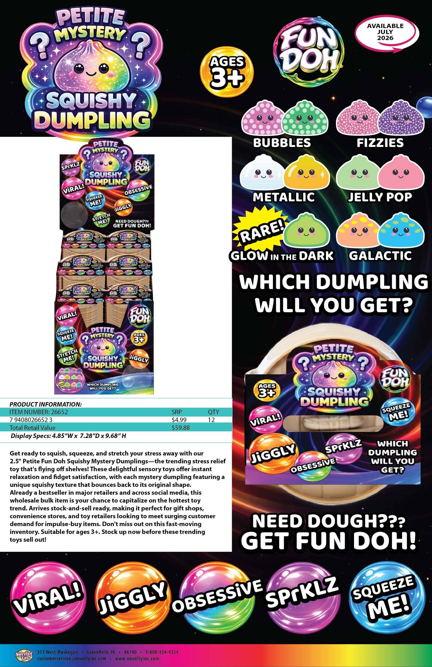 Fun Doh Squishy Mystery Mini Petite 2.5" Dumpling Toy