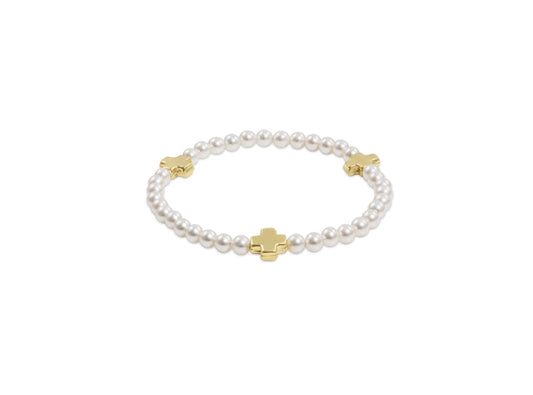 Signature Cross Pearl Pattern 4mm Bead Bracelet