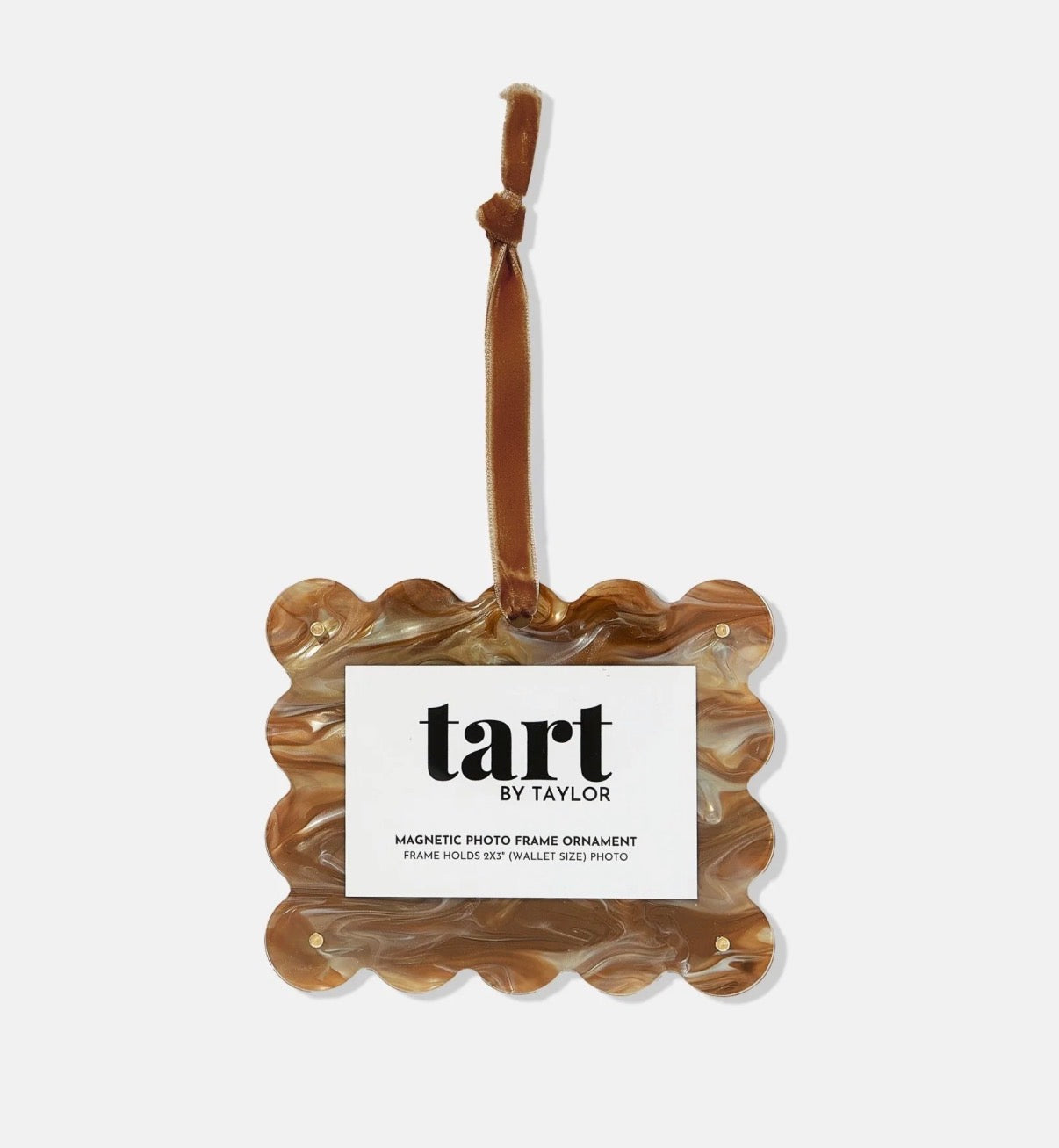 Scalloped Frame Ornament - Brown Marble