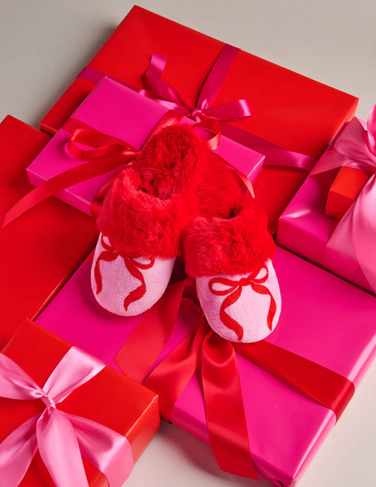 Bow Slippers- Red