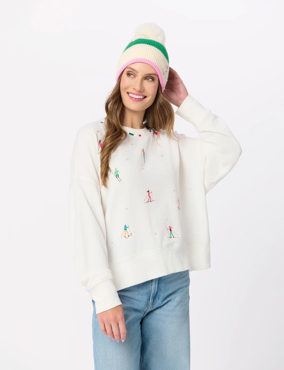 Skiers with Pearls Relaxed Sweatshirt
